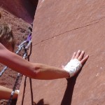 a climber on sandstone
